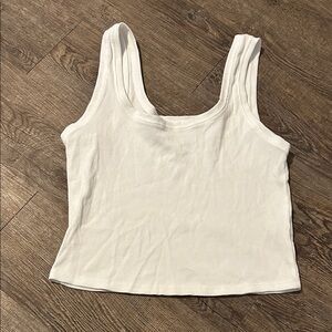 White Ribbed Tank Top